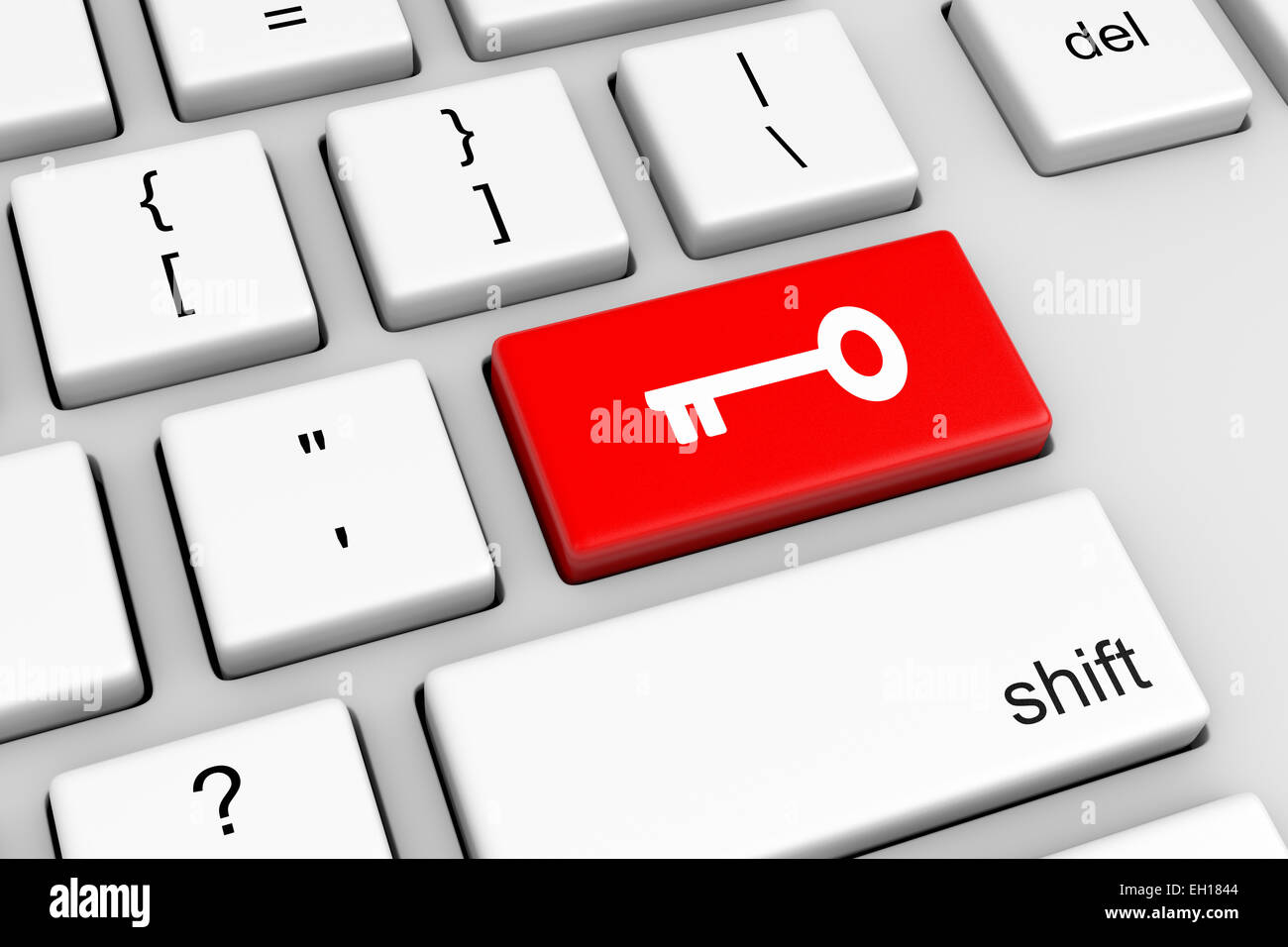 Computer Keyboard with Red Access Key Button Illustration Stock Photo ...