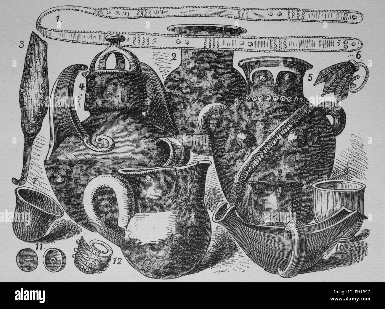 Schliemann's excavations, historical woodcut, circa 1880 Stock Photo