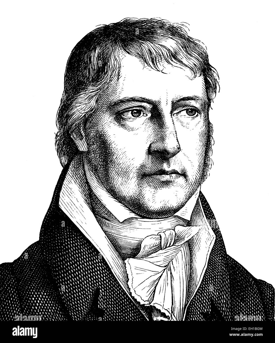 Digital improved image of Georg Wilhelm Friedrich Hegel, 1770 - 1831, German philosopher, portrait, historical illustration, 1880 Stock Photo