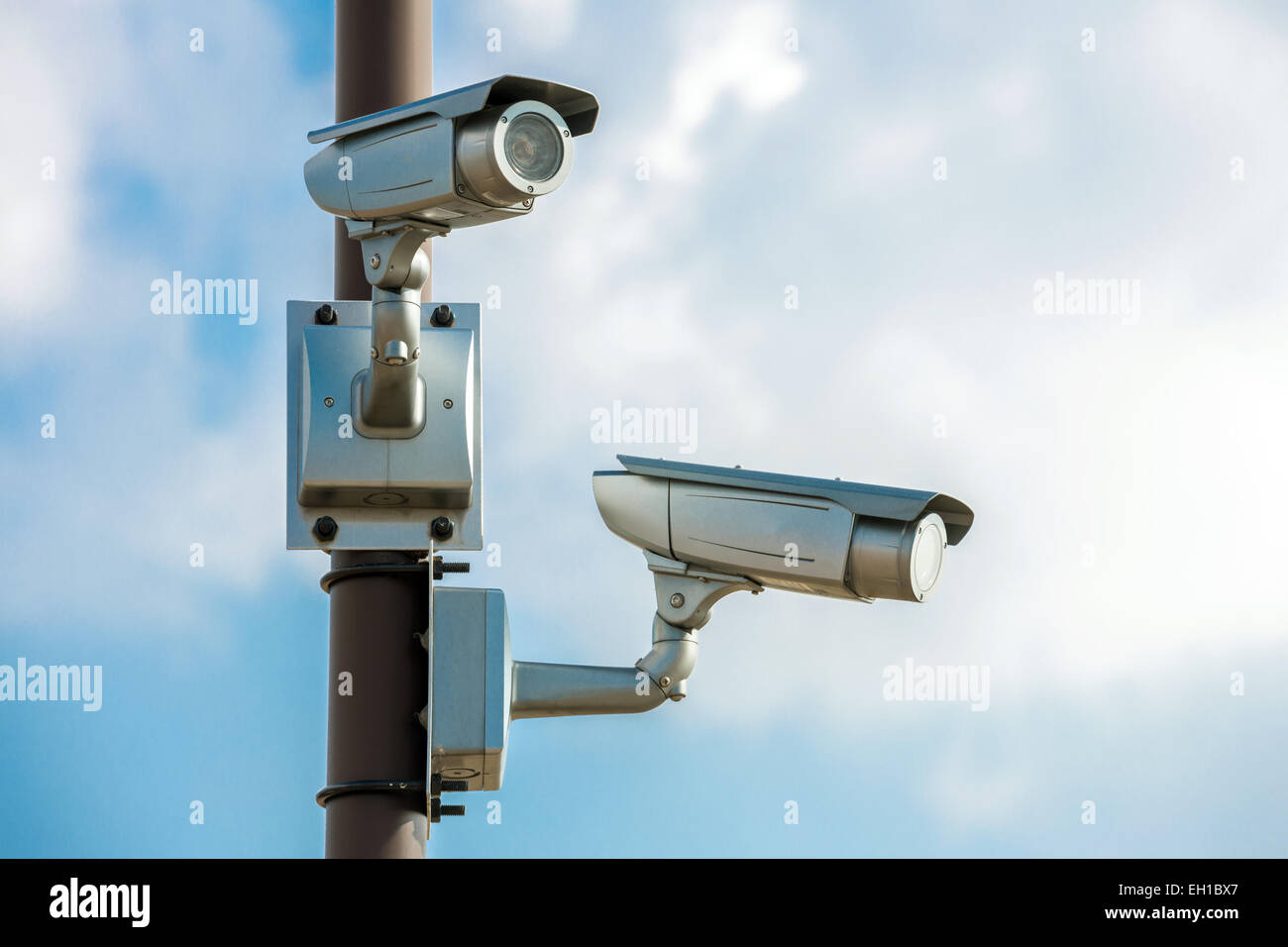 Security Camera CCTV with blue sky Stock Photo Alamy