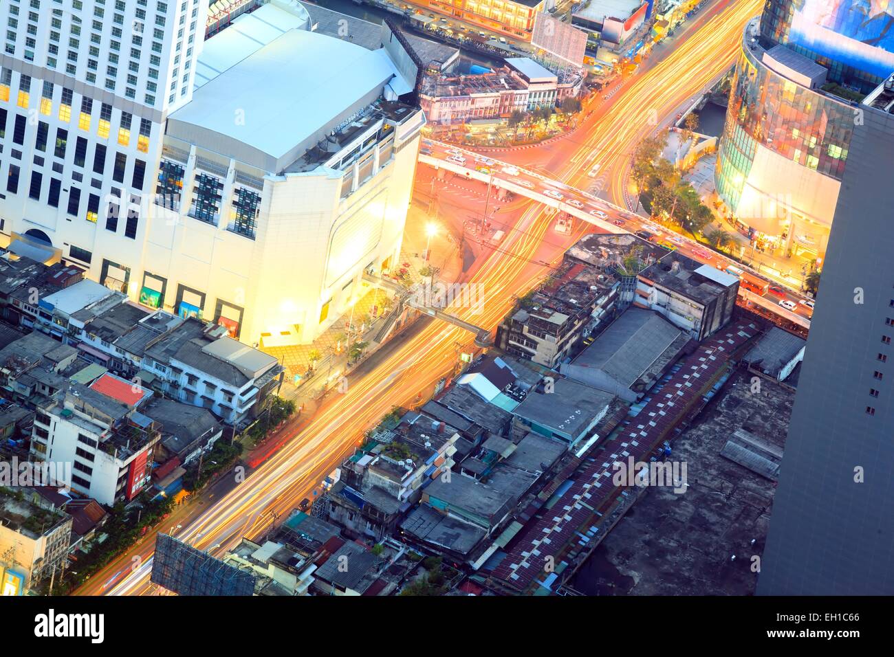 aerial view of Bangkok Downtown business area at night Stock Photo - Alamy