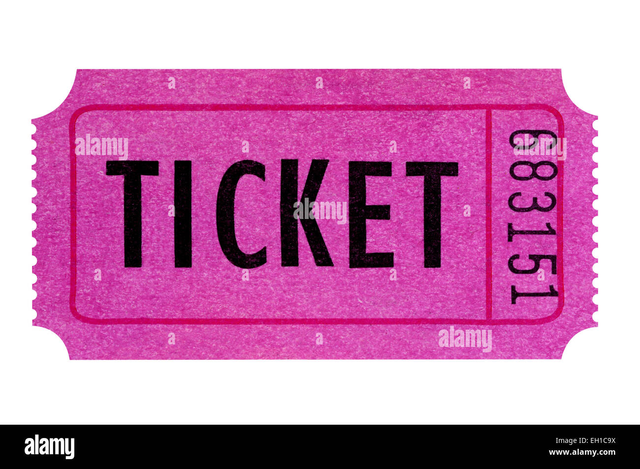 Purple or pink ticket isolated on a white background. Stock Photo