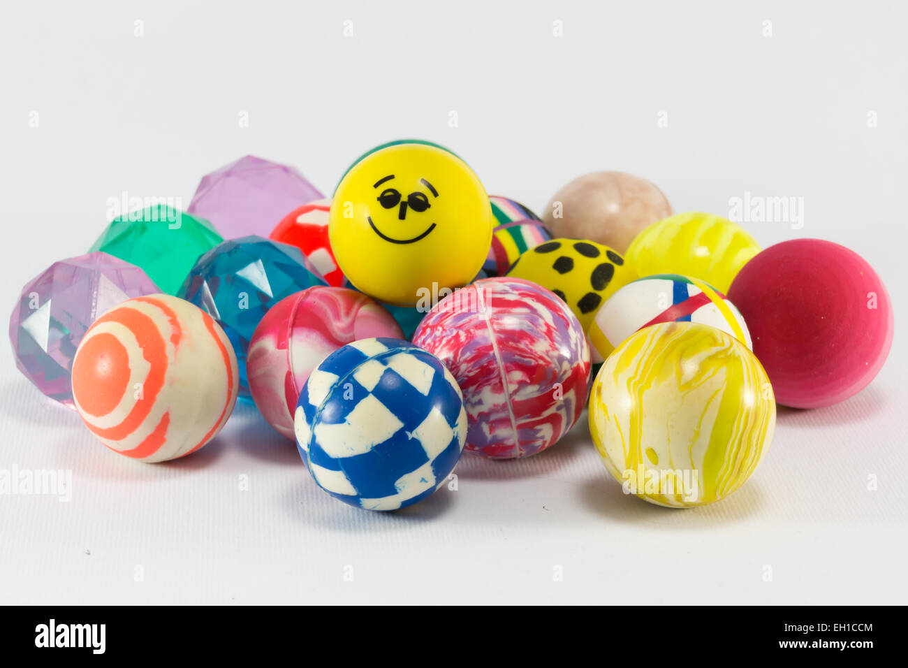 Group of colorful bouncing rubber balls hires stock photography and