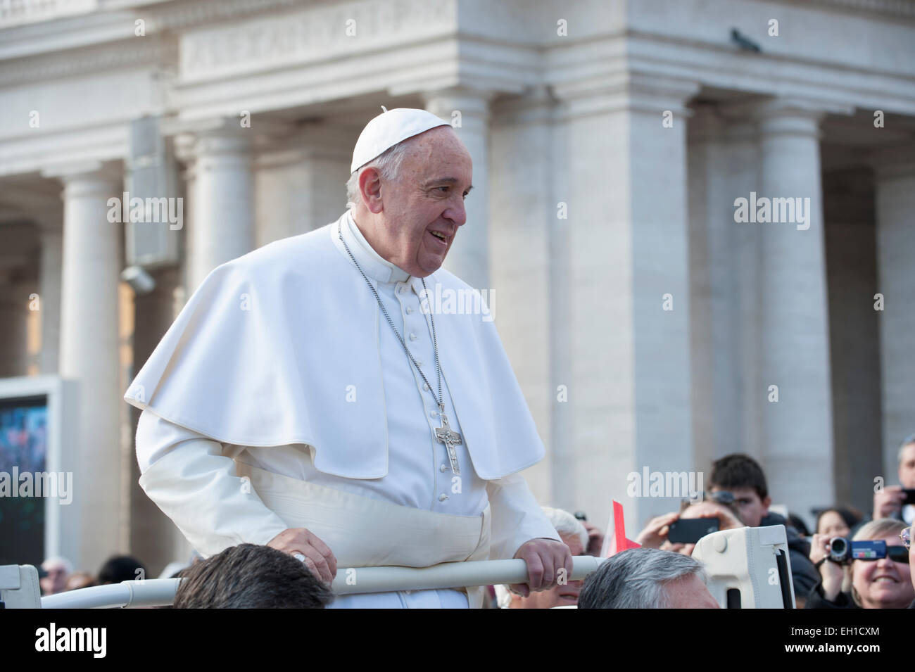 Pope Francis greets faithful Stock Photo