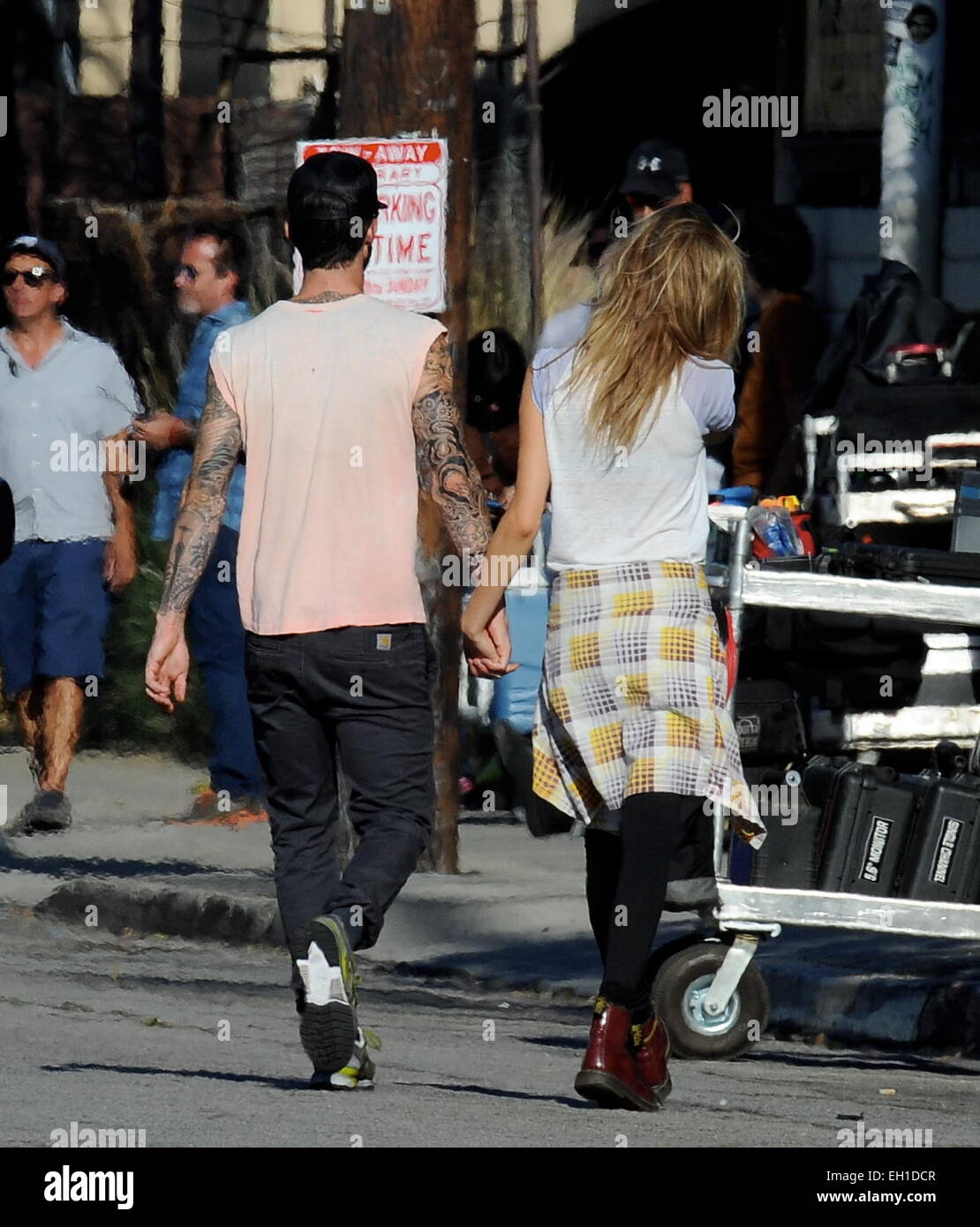 Adam Levine and wife Behati Prinsloo on the set of Maroon 5's music video for their next single 'Animals' Featuring: Adam Levine,Behati Prinsloo Where: Los Angeles, California, United States When: 30 Aug Adam Levine and wife Behati Prinsloo on the set of Maroon 5's music video for their next single 'Animals' Featuring: Adam Levine,Behati Prinsloo Where: Los Angeles, California, United States When: 30 Aug