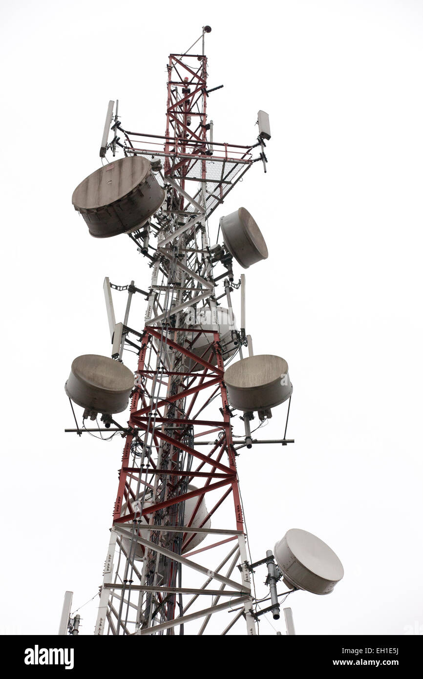 Lagos, Nigeria; mobile telephone mast carrying microwave transmitters