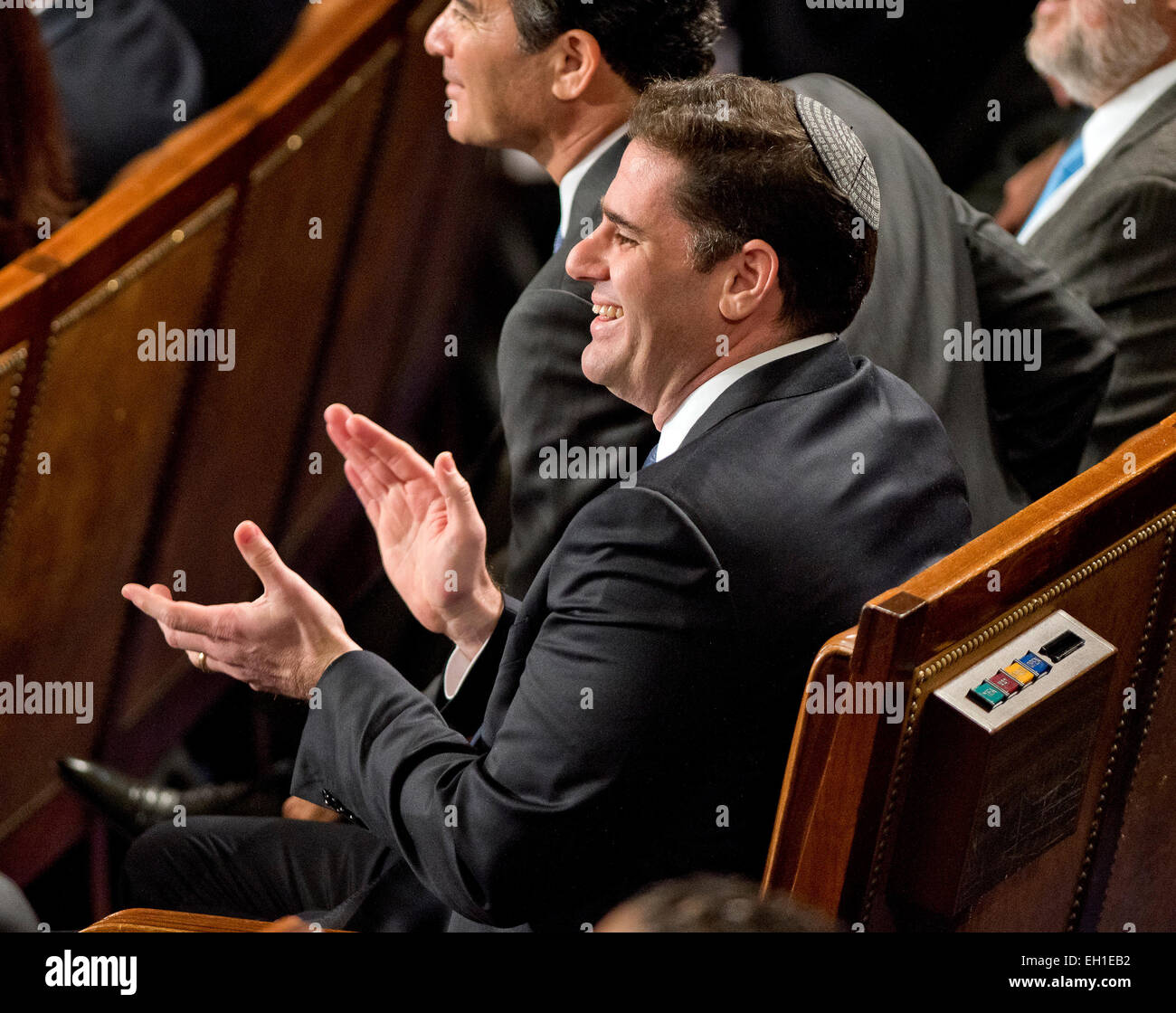 Ambassador of Israel to the United States Ron Dermer applauds during 