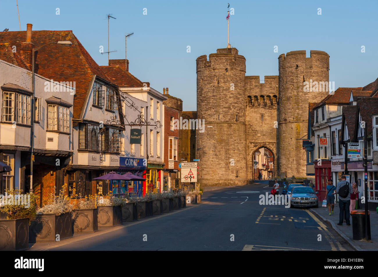 West gate of the city walls of Canterbury Kent. Stock Photo