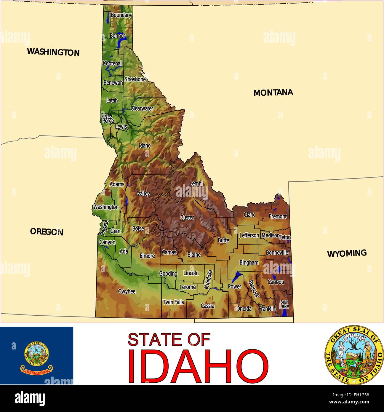Political map of idaho Stock Vector Images Alamy