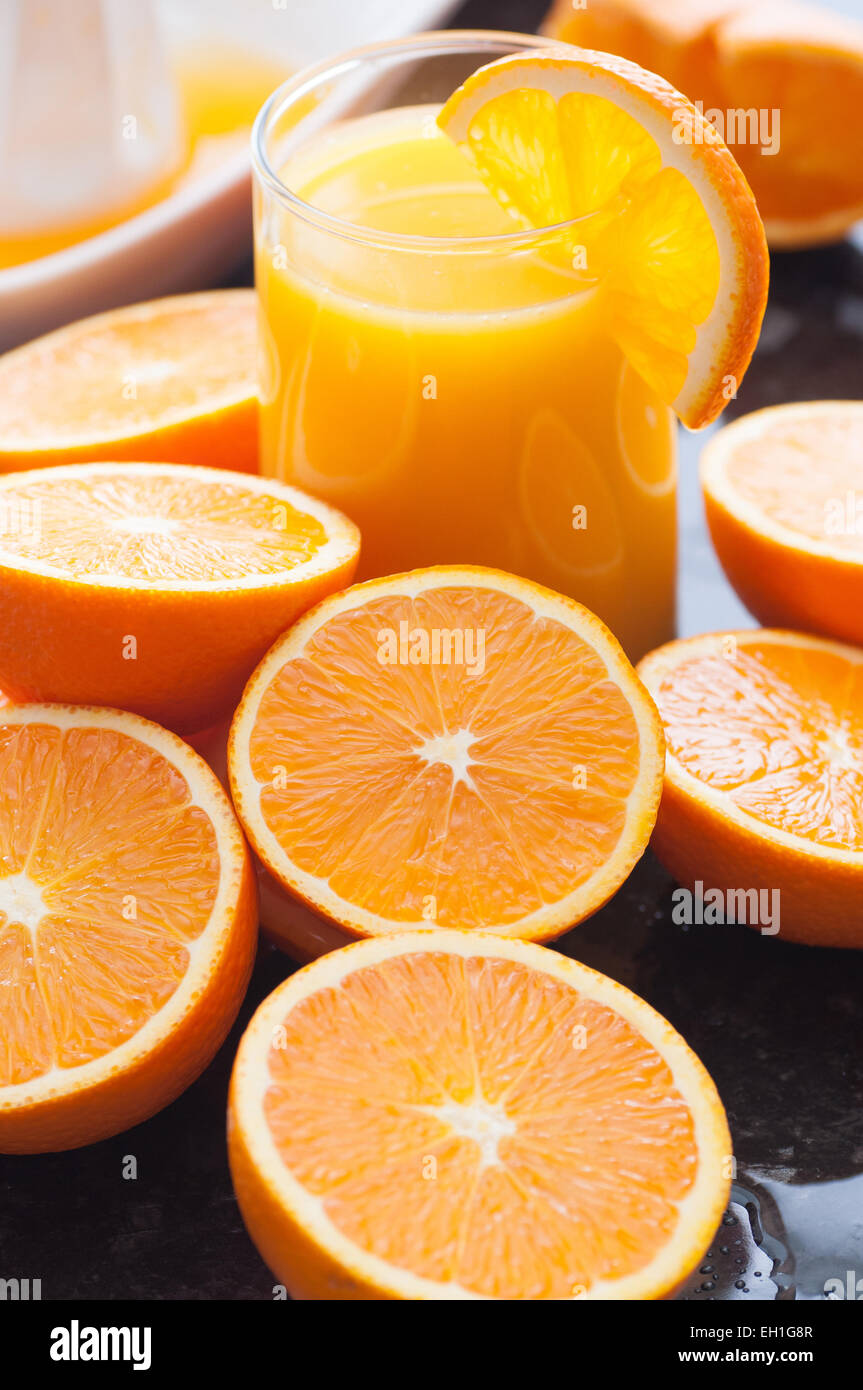 Freshly homemade squeezed orange juice Stock Photo Alamy