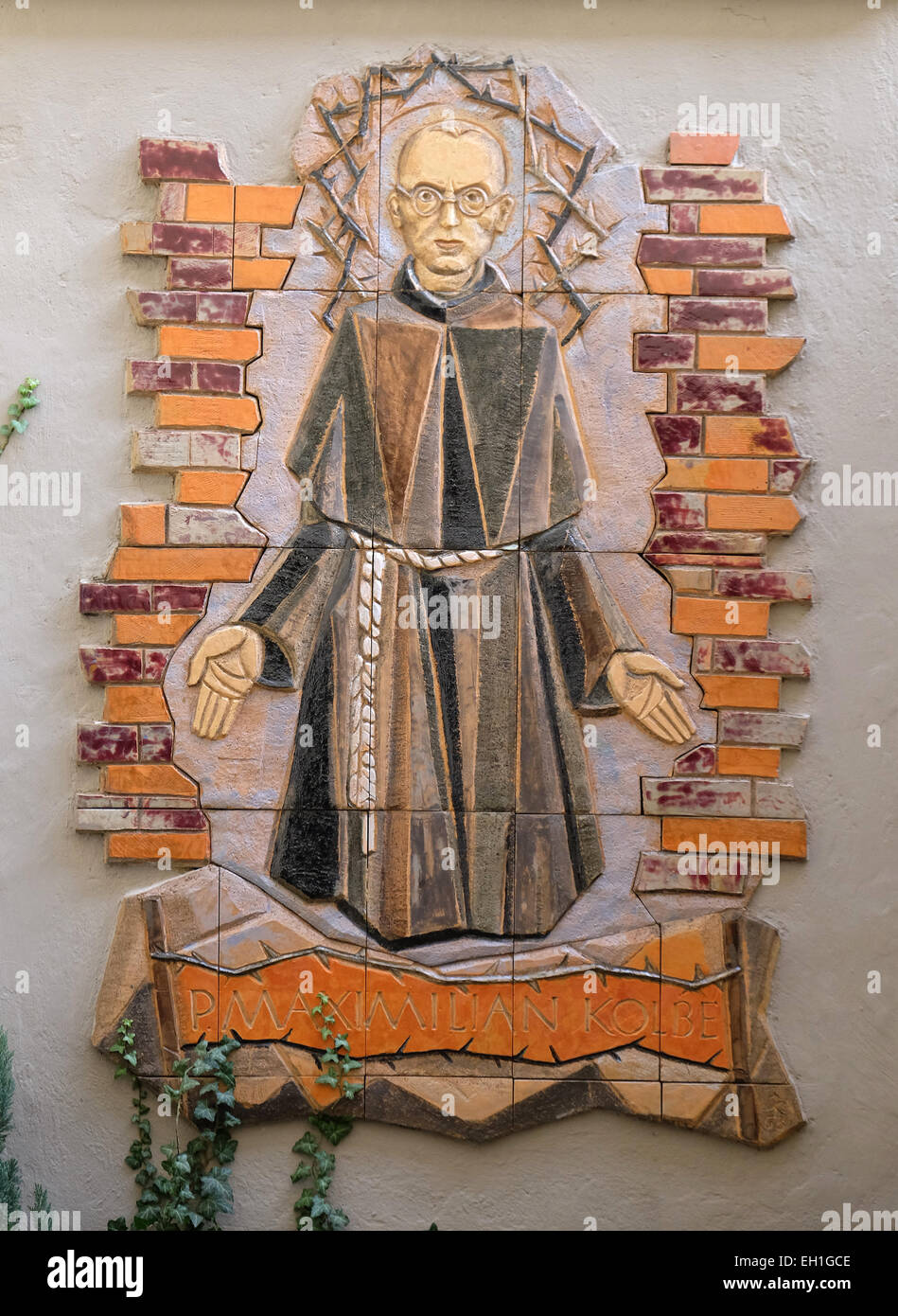 Saint Maximilian Kolbe, Mariahilf church in Graz, Styria, Austria on January 10, 2015. Stock Photo