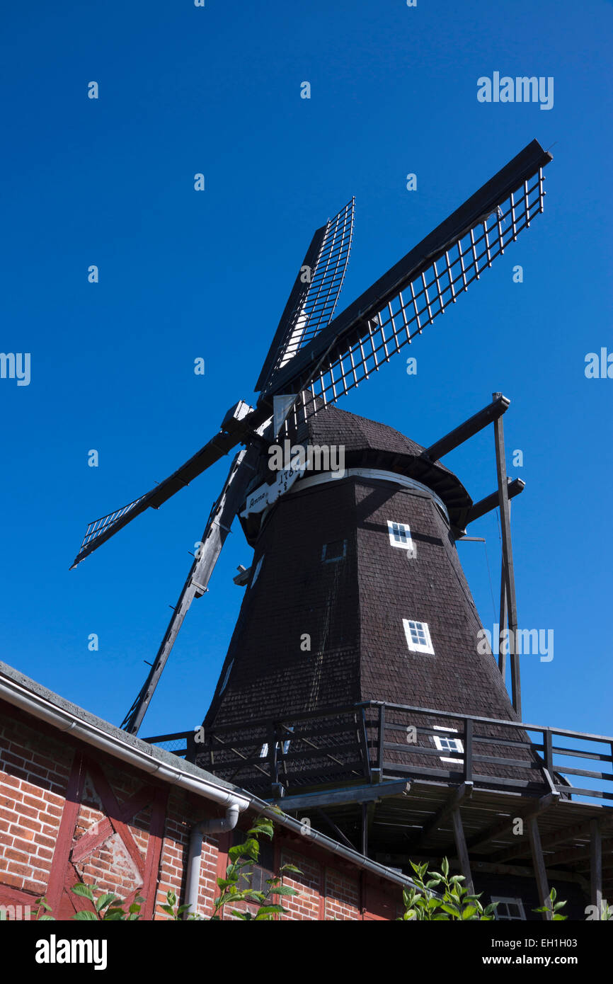 lemkenhafener mühle windmill museum, fehmarn island, schleswig-holstein, germany, europe Stock Photo