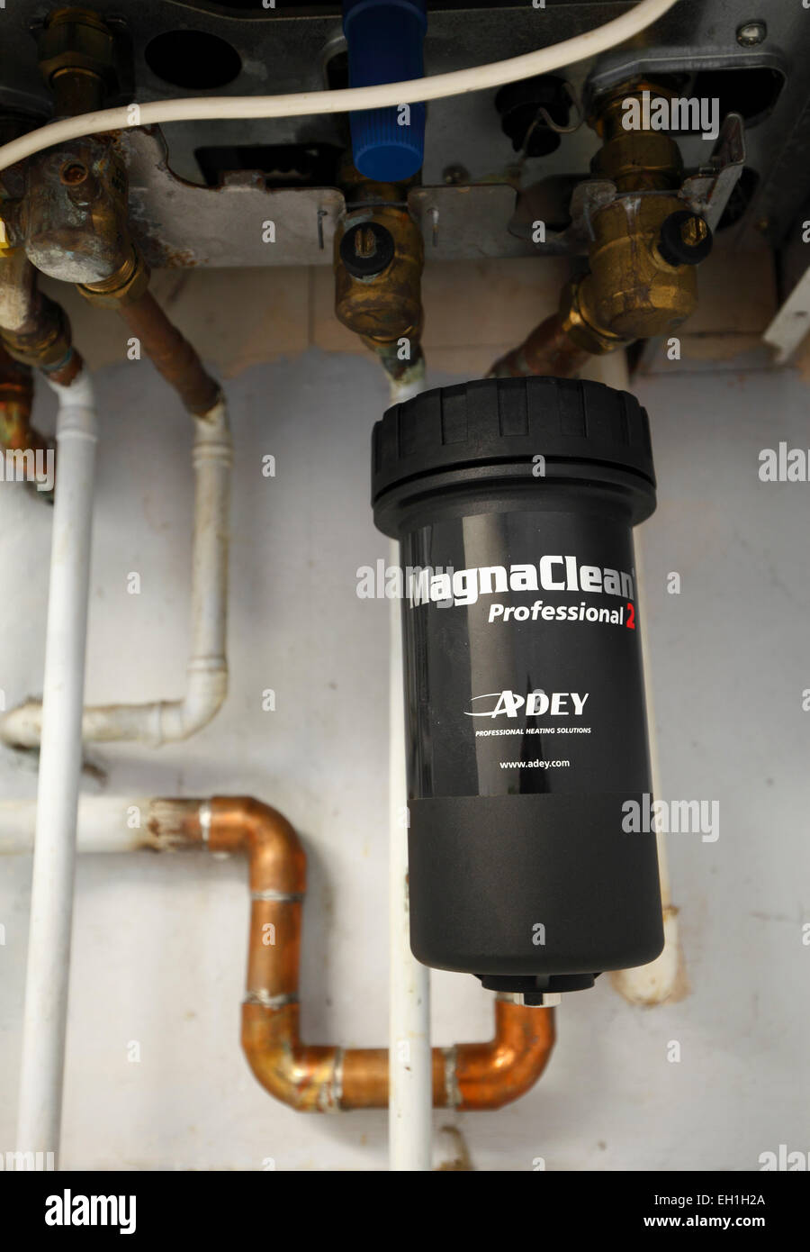 MagnaClean magnetic central heating system filter. Stock Photo