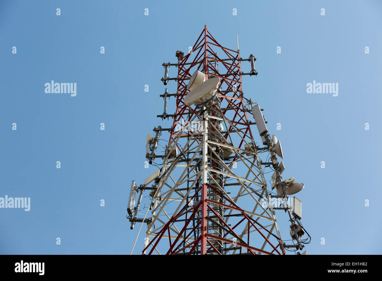 Lagos, Nigeria; mobile telephone mast carrying microwave transmitters