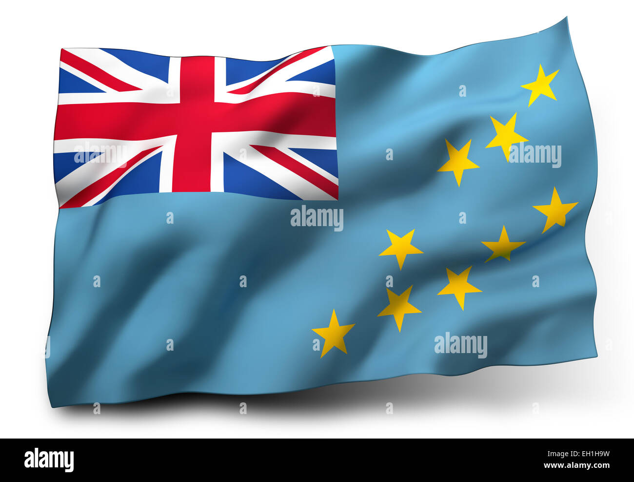 Waving flag of Tuvalu isolated on white background Stock Photo