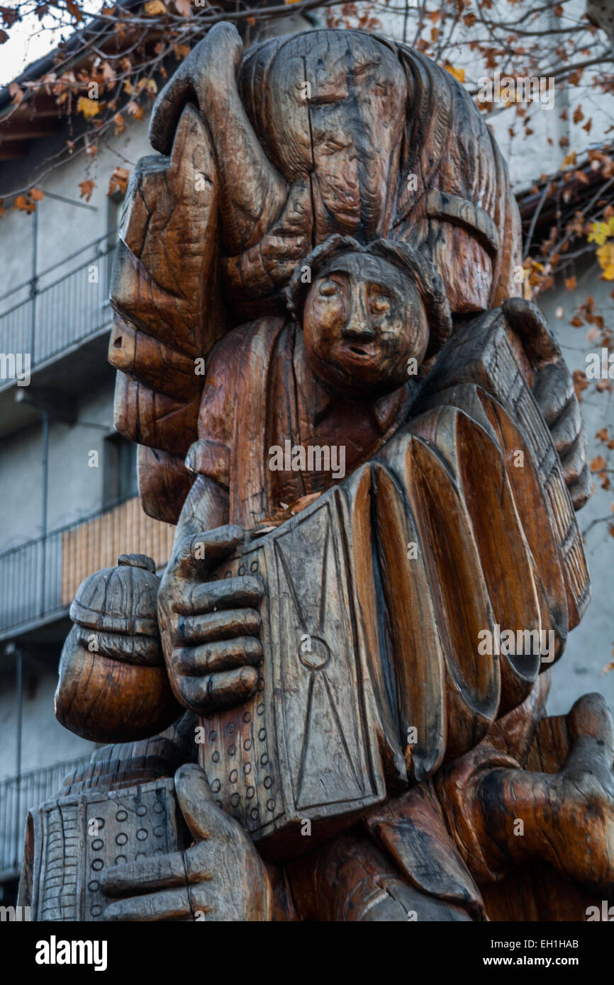 Timber sculpture in Aosta, Valle d'Aosta, Italy Stock Photo Alamy