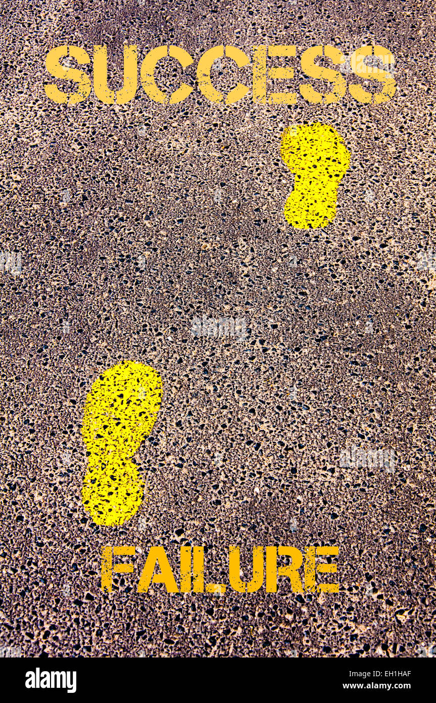 Yellow footsteps on sidewalk from Failure to Success message ...
