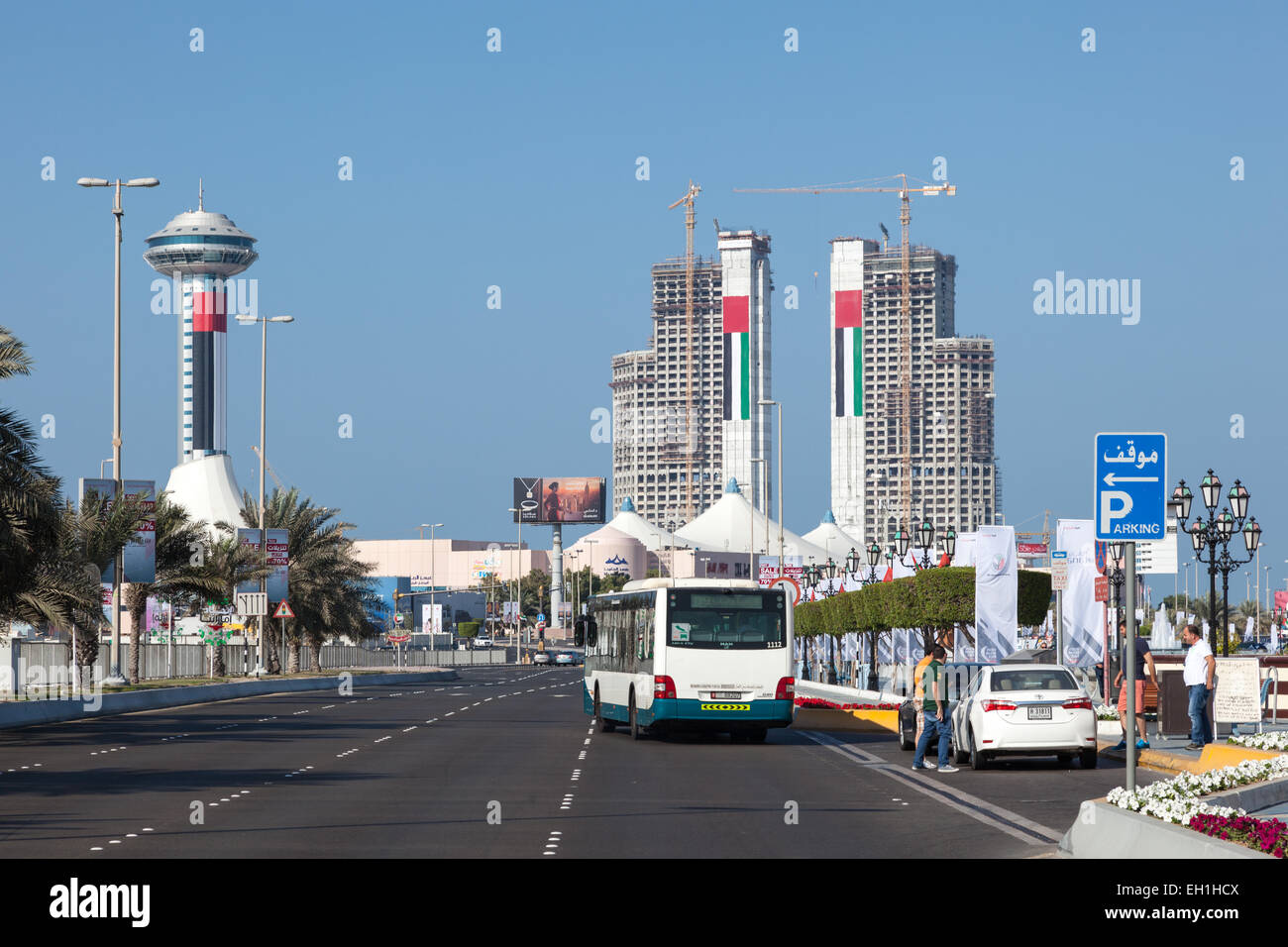 The Fairmont Marina Residences construction in Abu Dhabi. December 19, 2014 in Abu Dhabi, United Arab Emirates Stock Photo