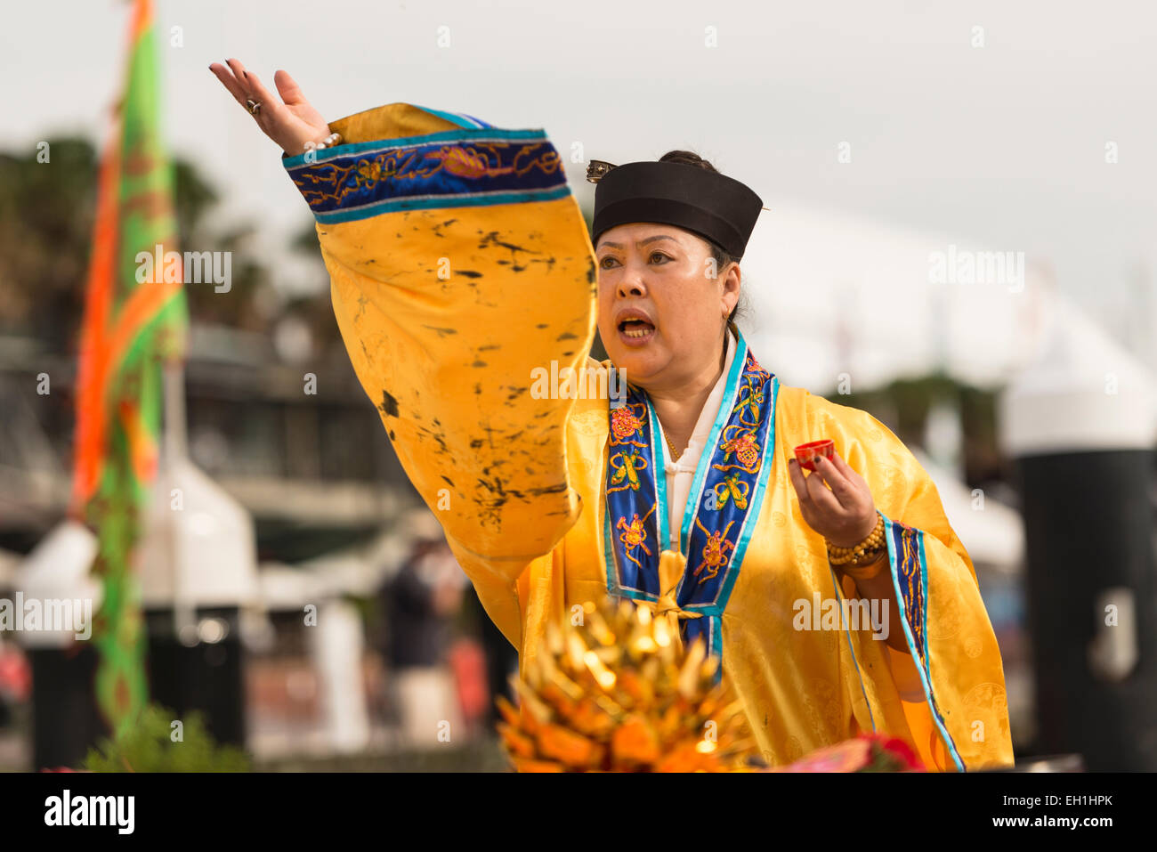 Eye Doting Ritual A priest blessing the waters during the Taoist ceremony eye dotting ...