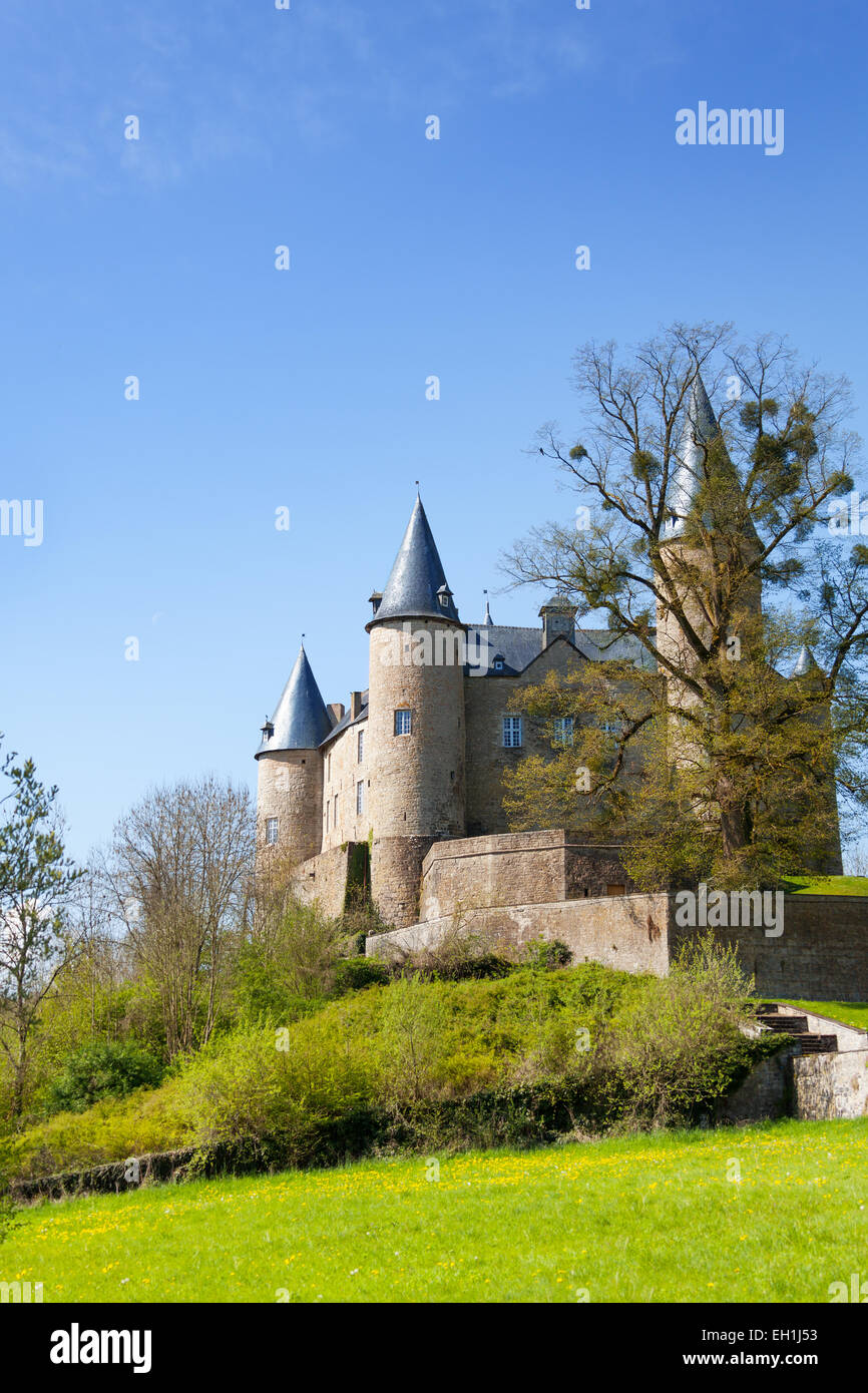 Beautiful Castle of Veves with grass and trees Stock Photo