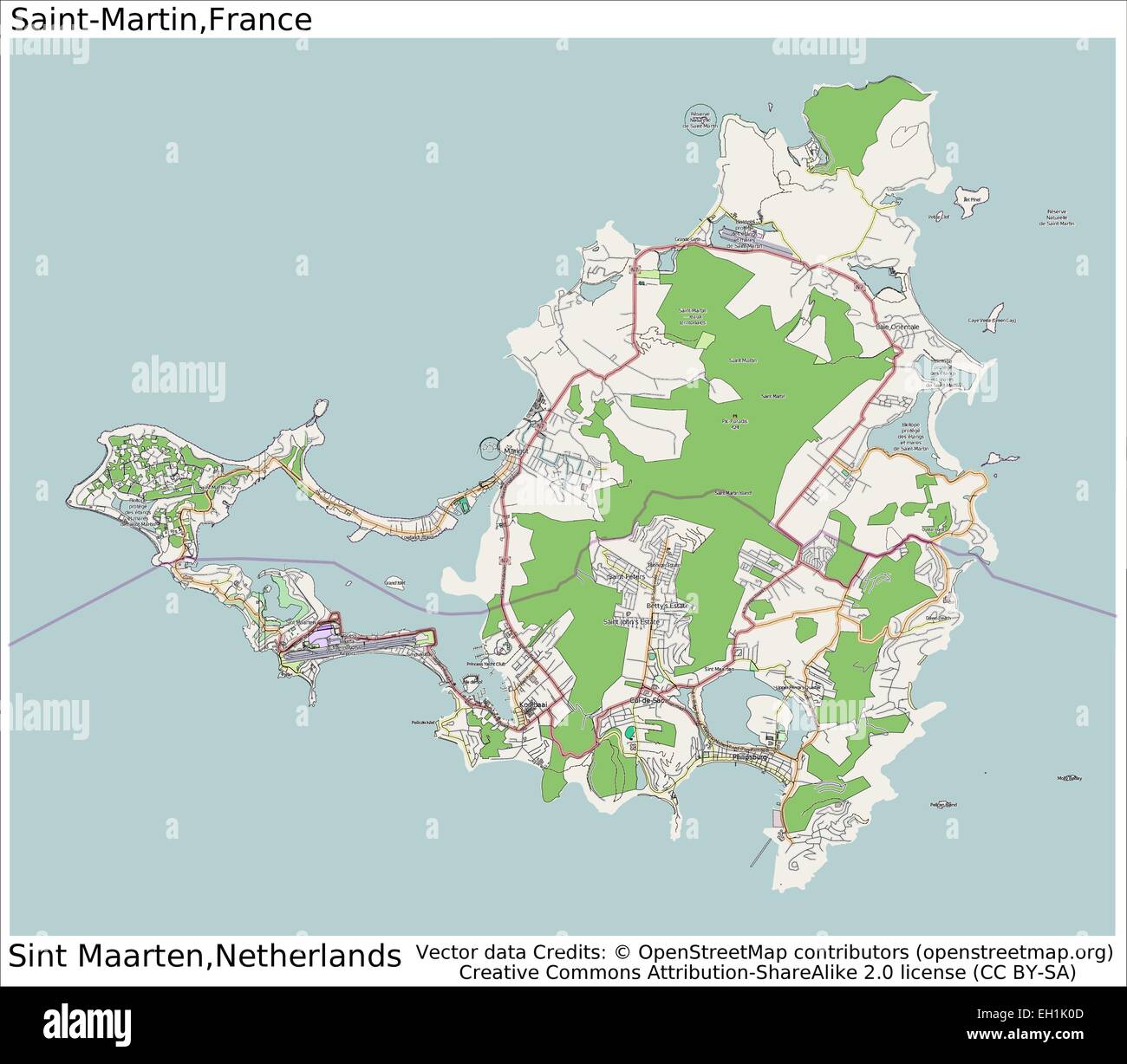 Saint Martin Island Map High Resolution Stock Photography and Images ...