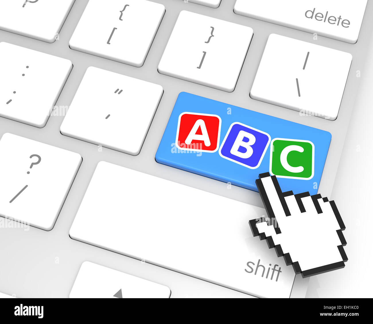 ABC enter key with hand cursor. 3D rendering Stock Photo - Alamy