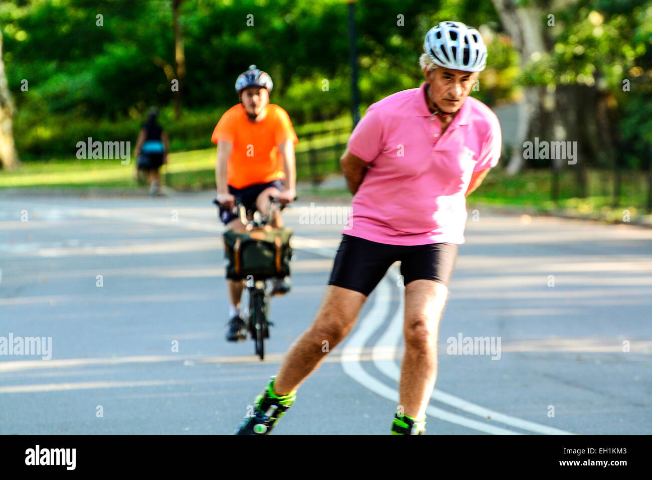 Bicycling in Central Park, Manhattan, New York City, USA Stock Photo