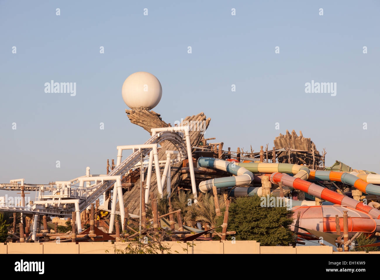 Yas Waterworld Amusement Park in Abu Dhabi. December 19, 2014 in Abu Dhabi,  United Arab Emirates Stock Photo