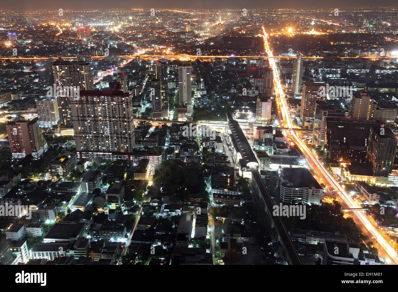 Cityscape of Bangkok Aerial View at Night in bangkok, Thailand Stock ...