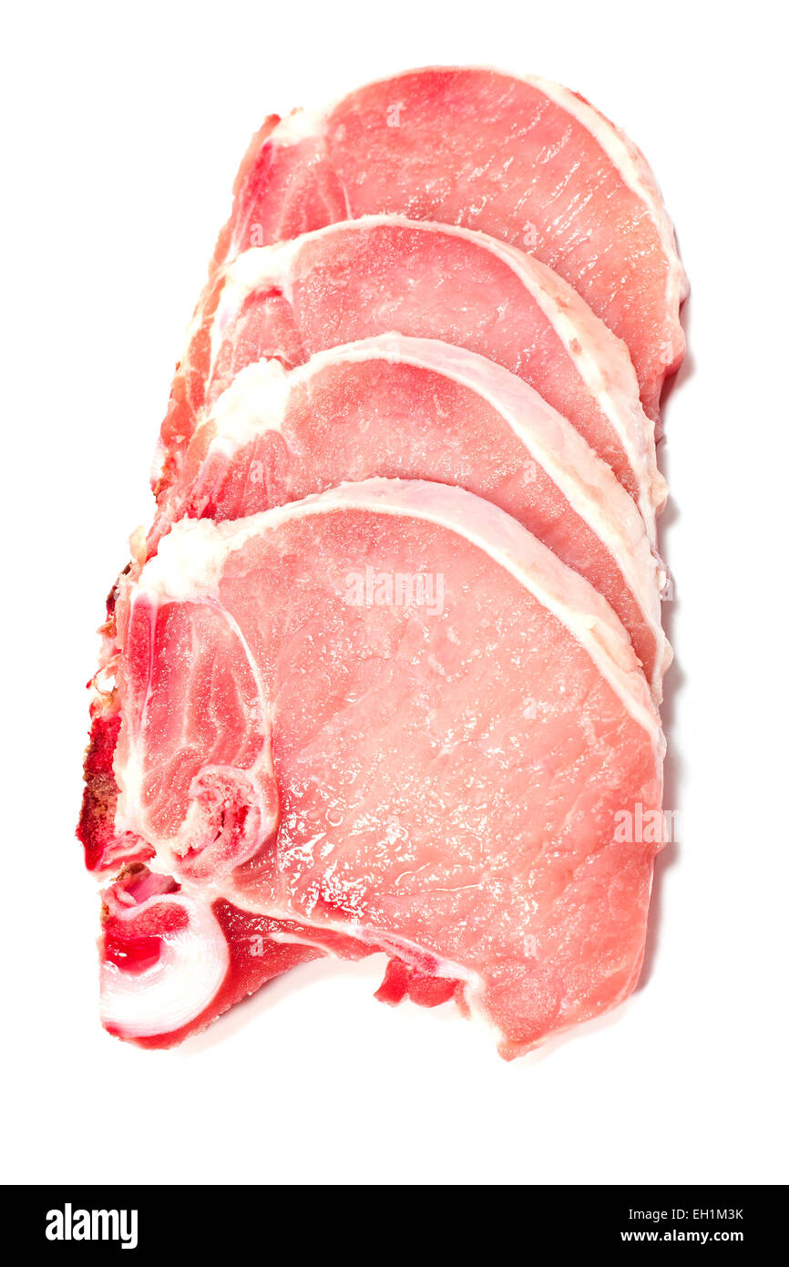 Pork chop meat isolated on white Stock Photo