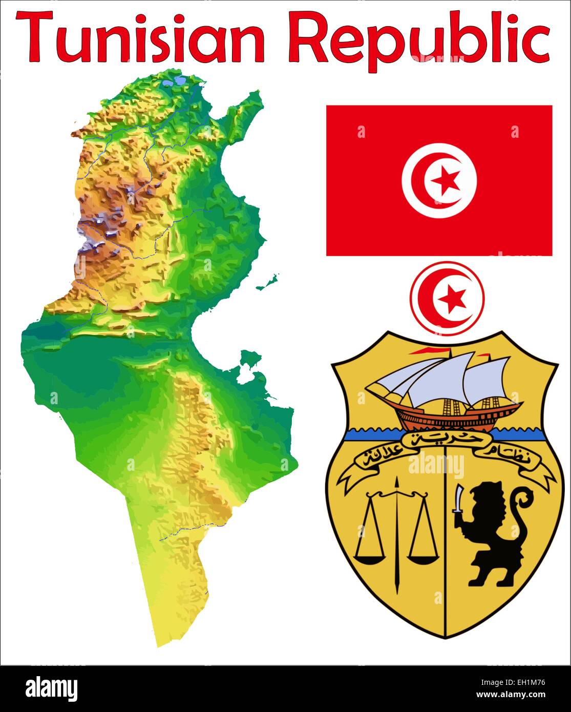 Tunisia map flag coat Stock Vector Art & Illustration ...