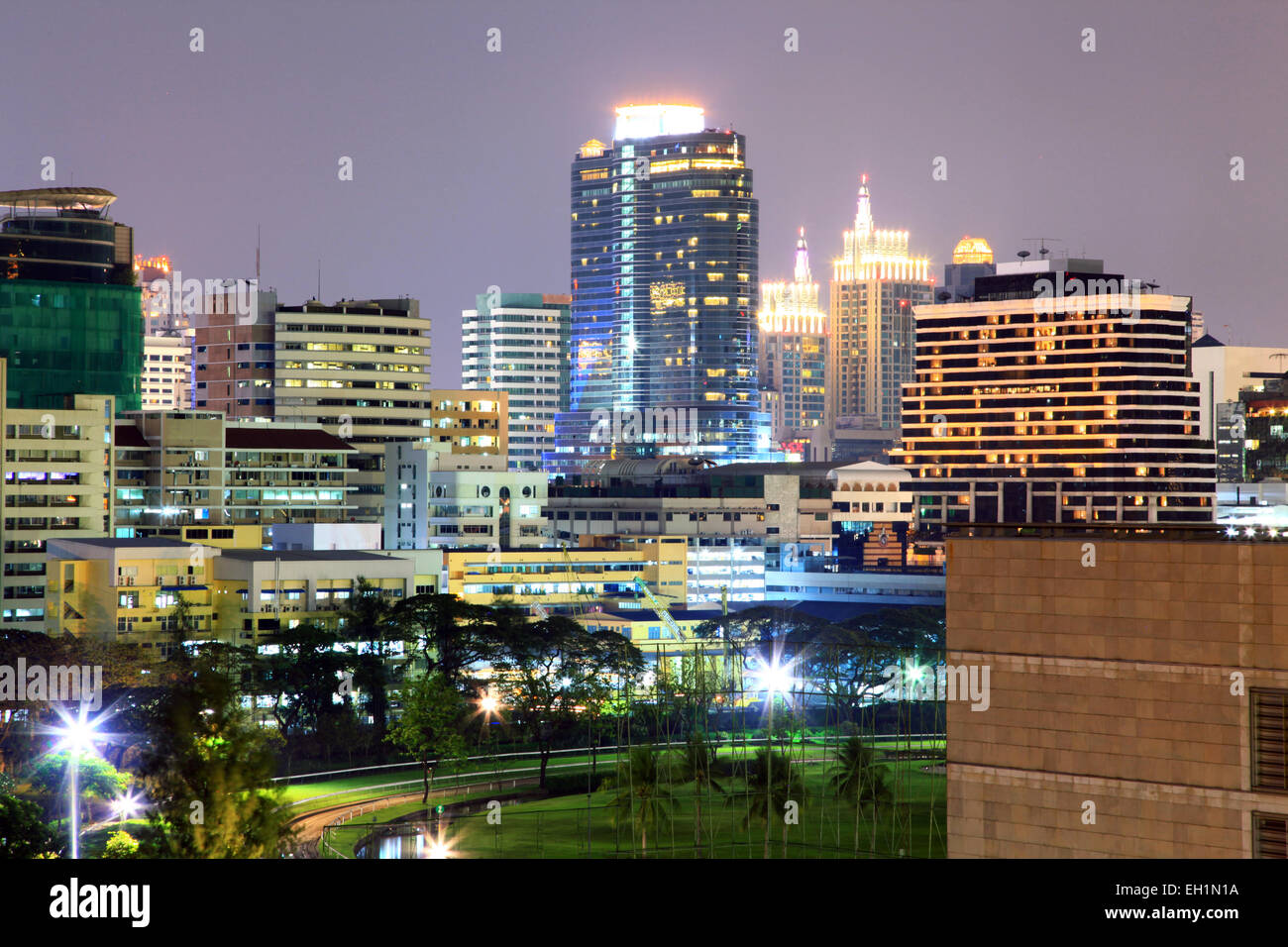 bangkok downtown skyline office at night Stock Photo - Alamy