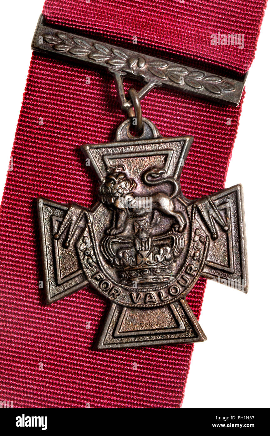 Victoria Cross medal (high quality replica) and ribbon Stock Photo Alamy
