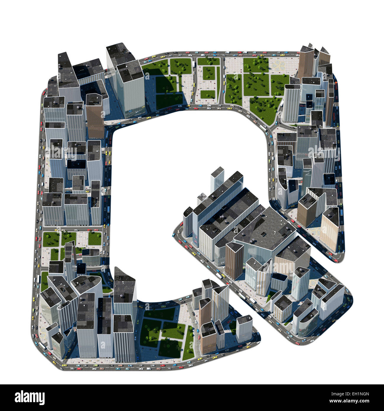 Urban q letter from city font collection. Extreme detail. Custom made