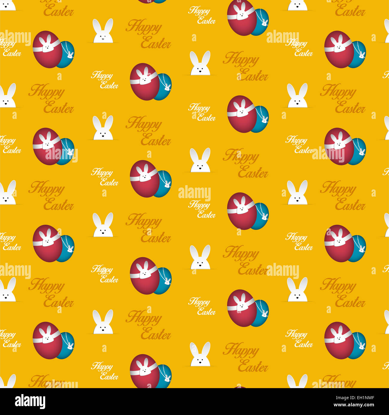 Vector - Happy Easter Rabbit Bunny Orange Seamless Background Stock ...