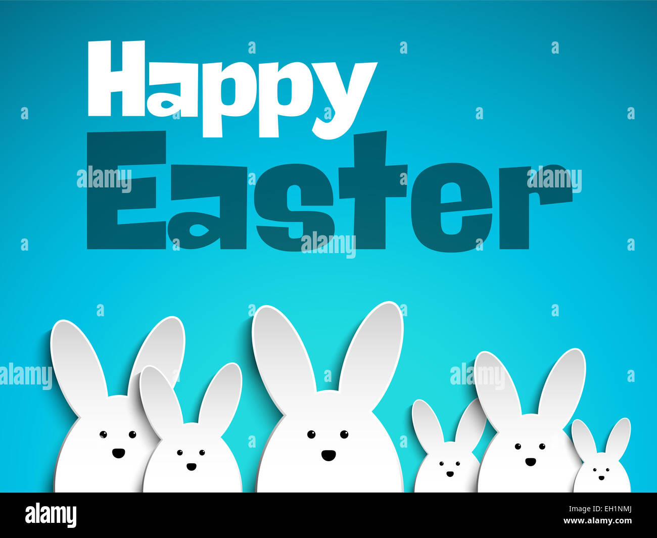 Vector - Happy Easter Rabbit Bunny on Blue Background Stock Photo