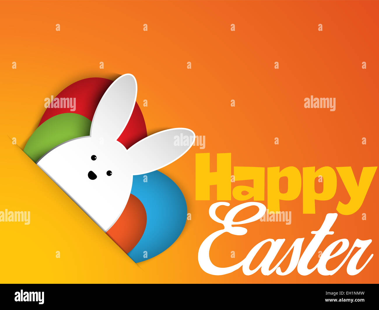 Vector - Happy Easter Rabbit Bunny on Orange Background Stock Photo - Alamy