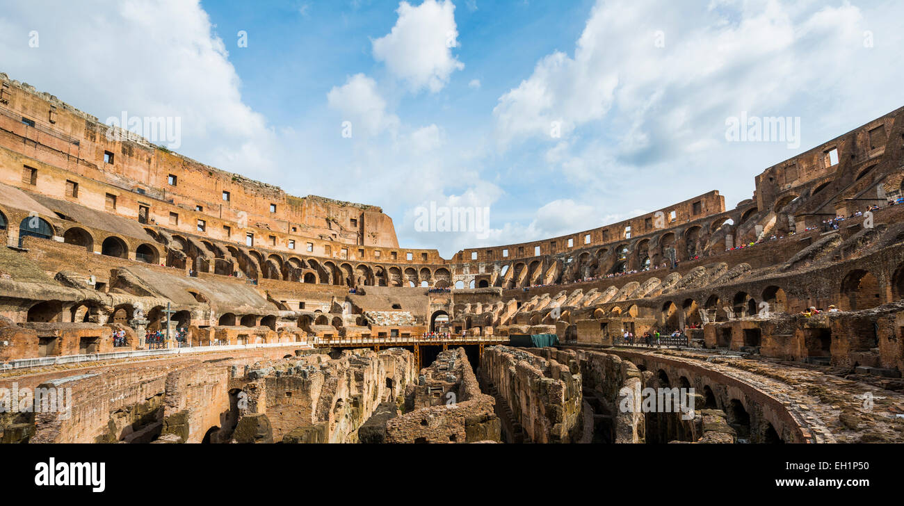 Interior view of the Colosseum or Coliseum, ruins, Rome, Lazio, Italy Stock Photo