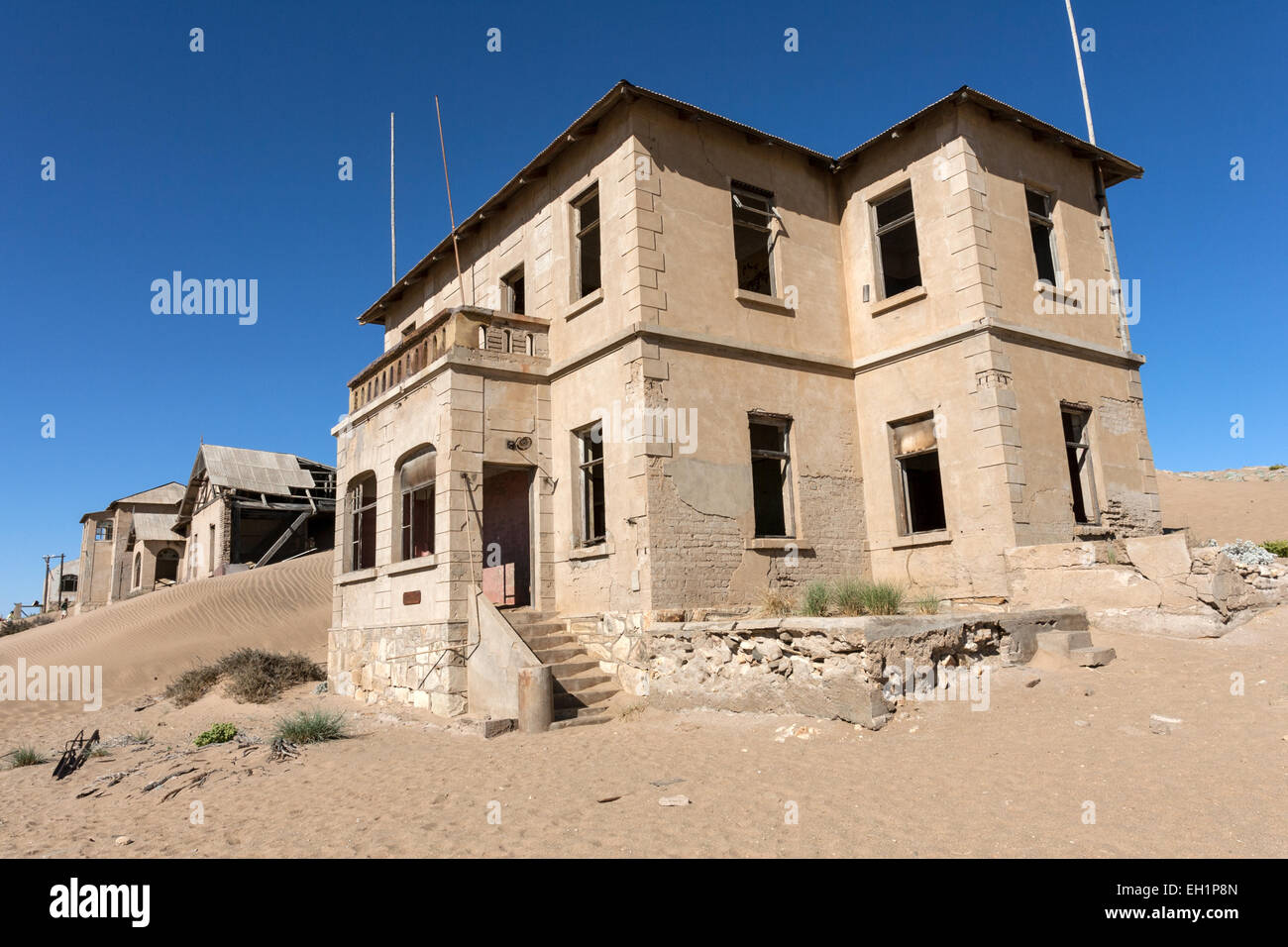 Old houses in the former diamond town, now a ghost town, Kolmanskop, Kolmannskuppe, near