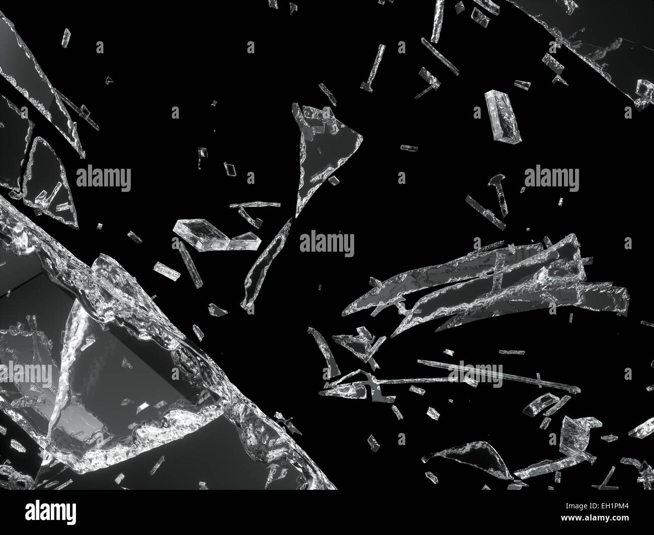 Destructed or Shattered glass isolated over black background Stock ...