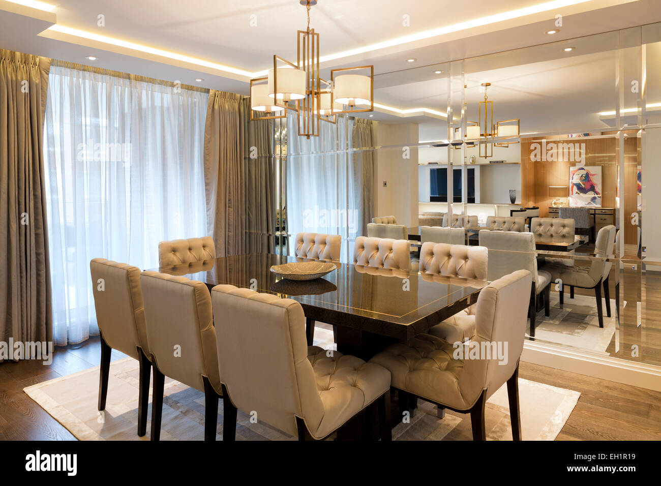 Luxurious apartment in Belgravia London. Dining area with custom made ...