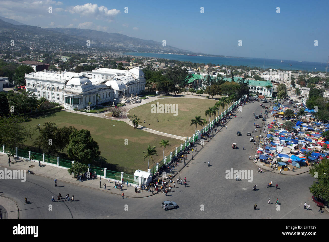 The destroyed presidential palace Port-Au-prince, Haiti. Stock Photo