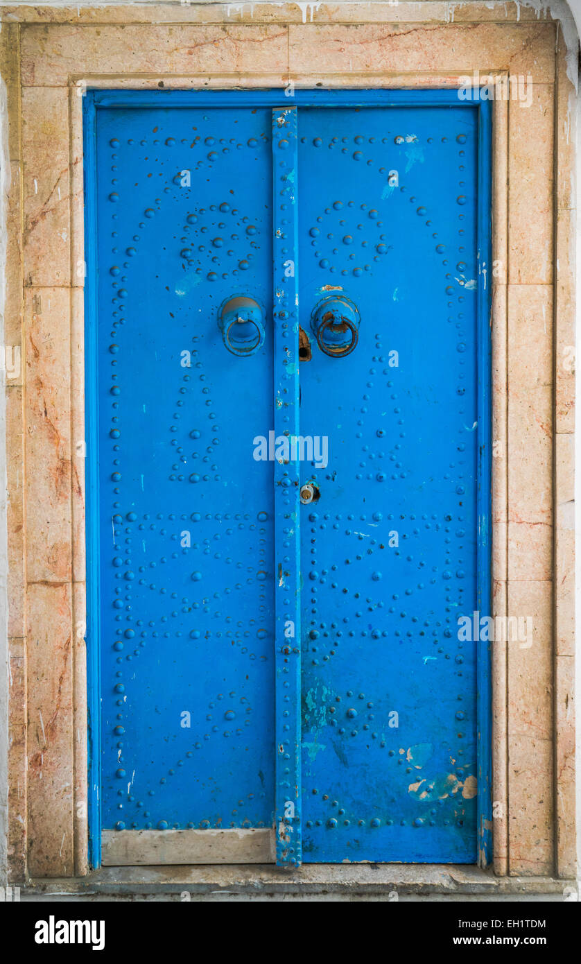 Aged traditional door with from Sidi Bou Said in Tunisia. Large resolution Stock Photo