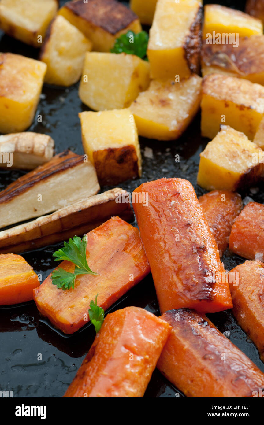 Roasted turnips, parsnips and carrots with sea salt and olive oil Stock