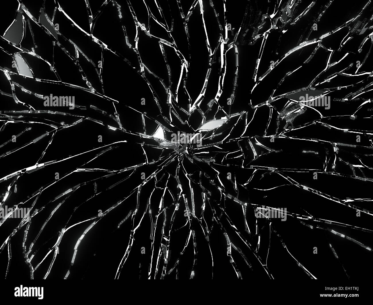 Deflated and shattered glass over black. Useful as background