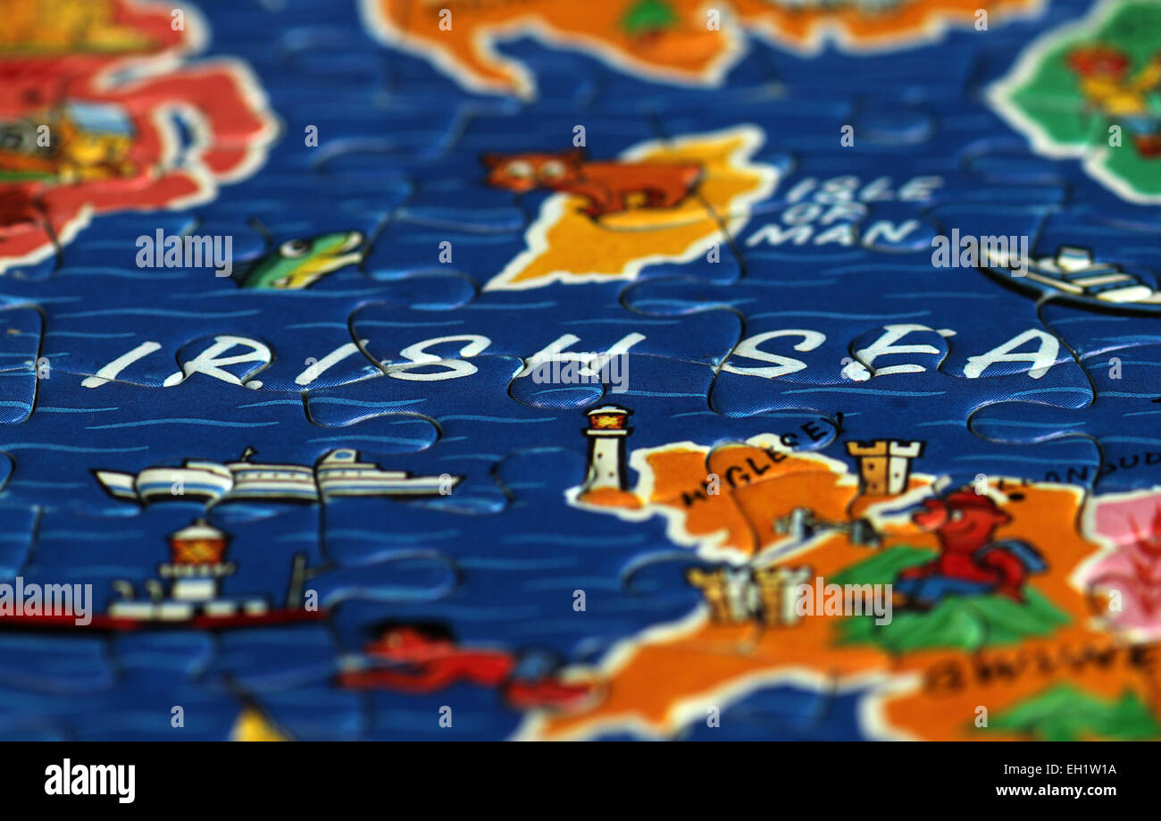Irish Sea macro image of jigsaw puzzle Stock Photo