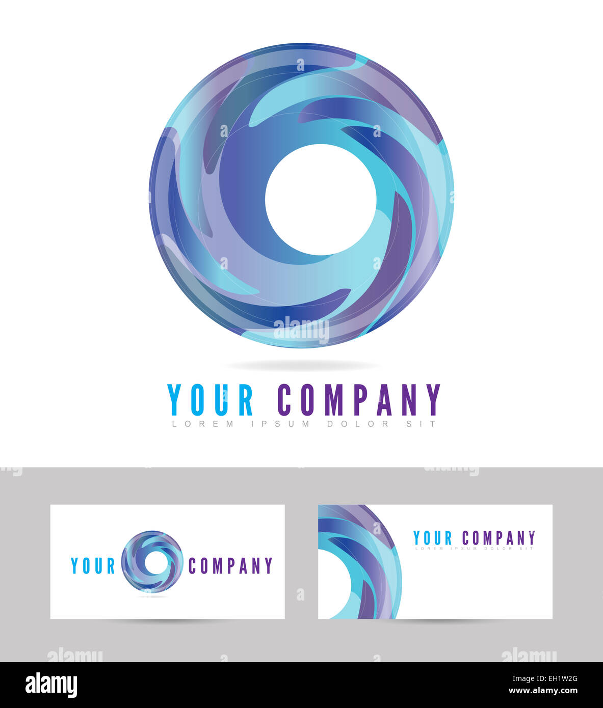 Blue business logo icon vector with business card template Stock Photo