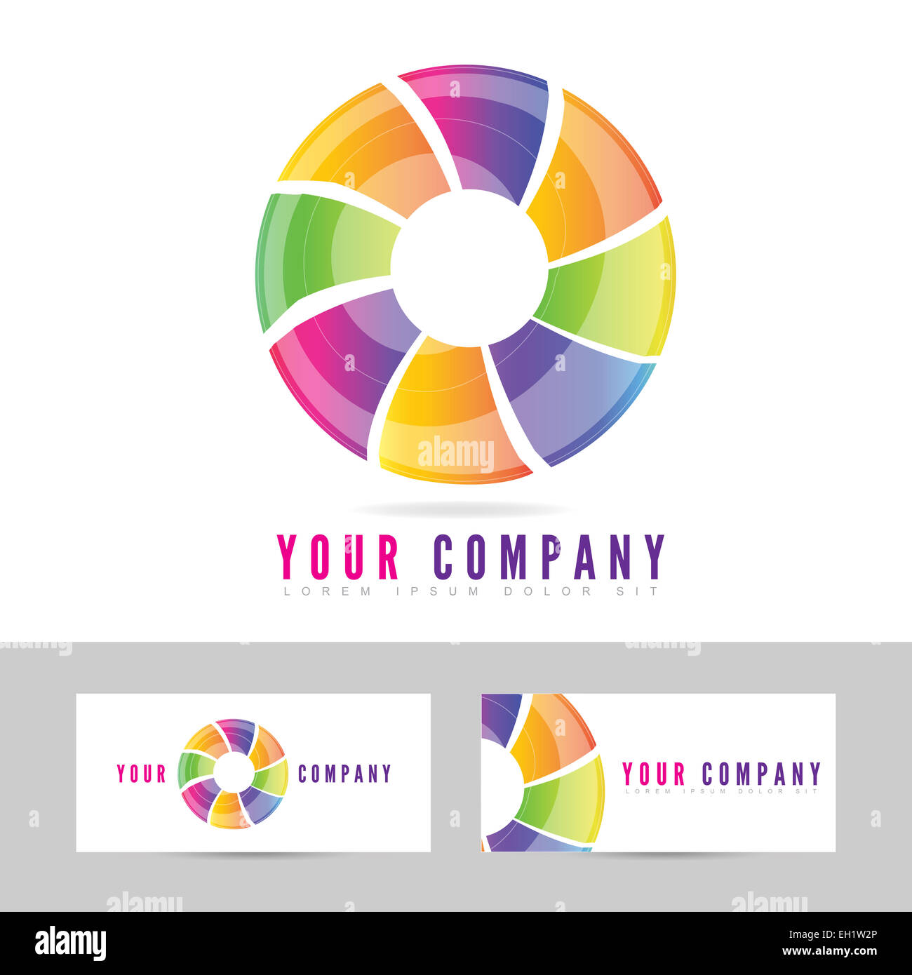 Colored business logo icon vector with business card template Stock Photo