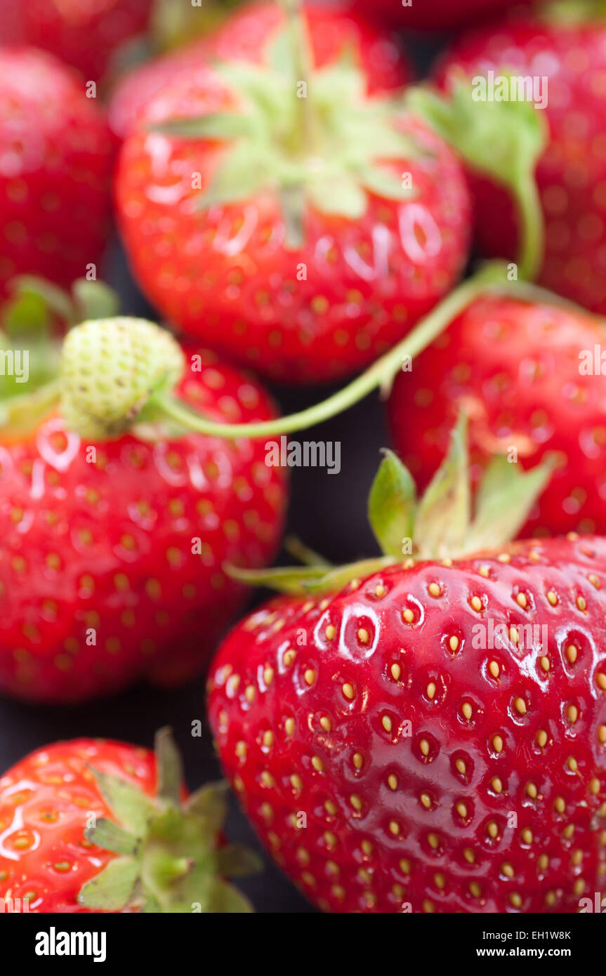 Freshly picked strawberries close up. Stock Photo