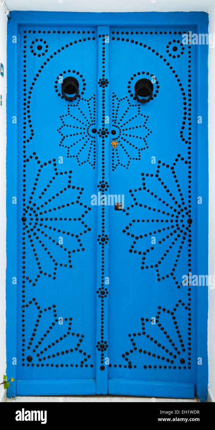 Traditional door from Sidi Bou Said in Tunisia. Large resolution Stock Photo